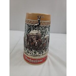 Budweiser Christmas Beer Stein C Series 1987 Clydesdale MUG Collectors Holiday